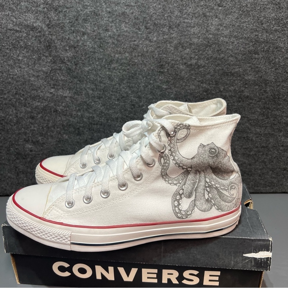 Converse “Octopus” White High-Top Sneakers Size 9 Mens/ 11 Women’s